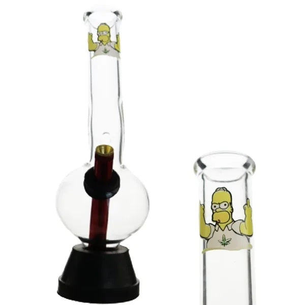 Homer Simpson Flipping The Bird Glass Bonza 28cm