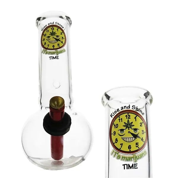 Marijuana Time Bubble Glass Waterpipe – 18cm
