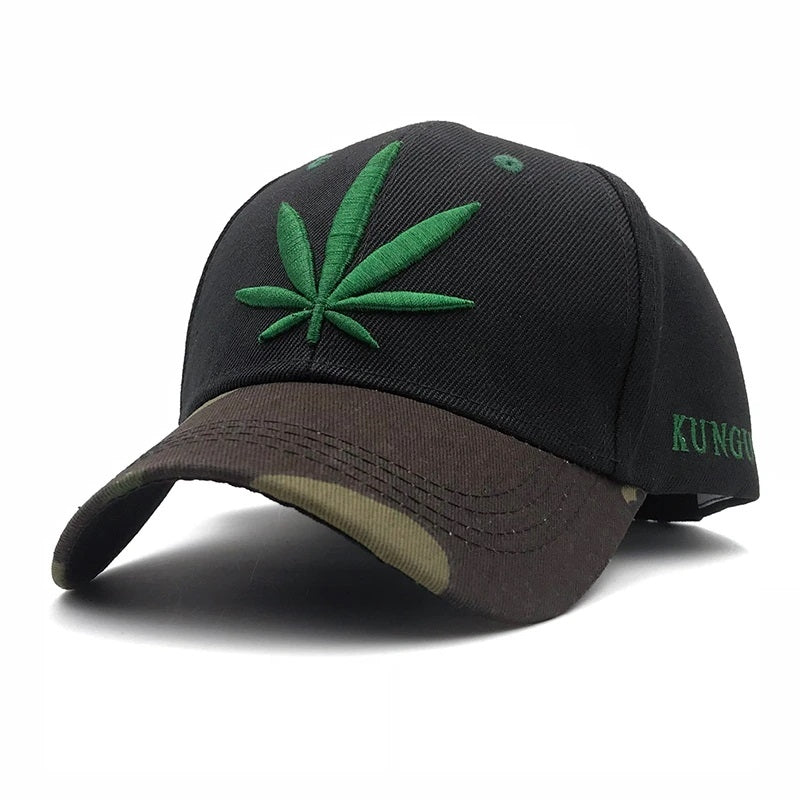 Weed Snapback Cap Black Camo Dark