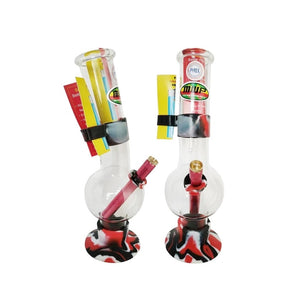 Large Bent Bubble Silicone Base And Lighter Holder Red/black 30cm