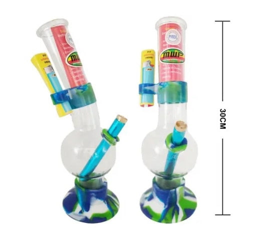 Large Bent Bubble Silicone Base And Lighter Holder Green 30cm